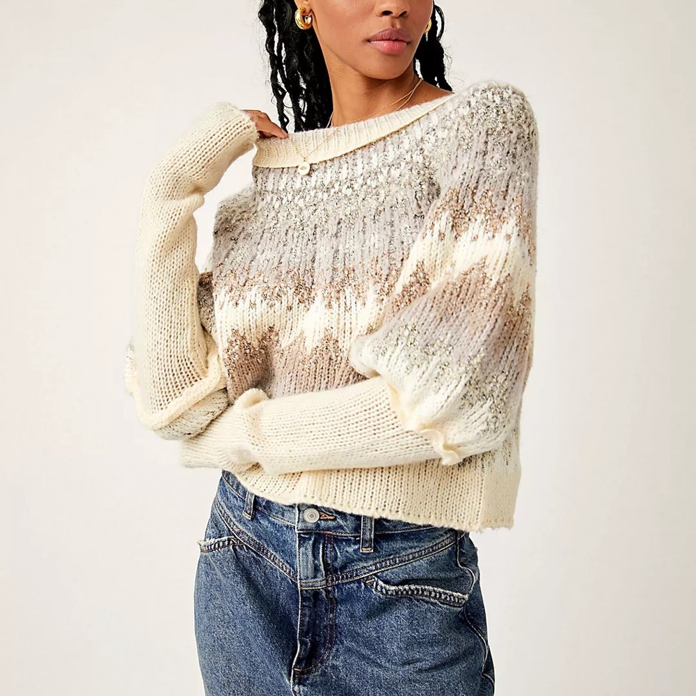 Free People Home For The Holidays Balloon-Sleeve Sweater - Picture 3 of 8